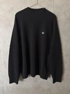BALENCIAGA バレンシアガ ニットベスト L ネイビー ロゴ刺繍 麻混 
