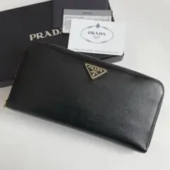 【極美品】プラダ 長財布 三角ロゴ サフィアーノレザー 黒 1ML506