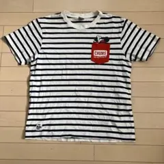 7.8チャムス CHUMS Tシャツ L ボーダー 半袖 ポケット付 赤 ロゴのサムネイル