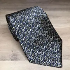 【美品】Yves Saint Laurent ネクタイ 総柄 ネイビー 光沢のサムネイル