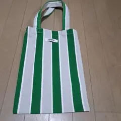 男女兼用　PUISTO 緑と白のストライプエコバッグ