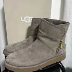 【美品】UGG アグ　ショートブーツ　ムートン　24.0cm グレー