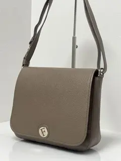 【美品】FURLA フルラ 本革 ショルダーバッグ グレージュ ゴールド金具