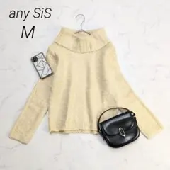 anySiS起毛感ニットプルオーバータートルネックサイドスリット入り長袖黄色L