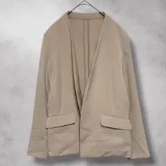 【エーシーデザインバイアルファキュービック】ベージュ ノーカラージャケット