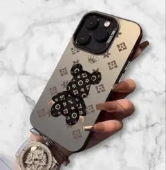 新品iPhone15ケース ベア アイホンケース くま　おしゃれ　可愛い　黒