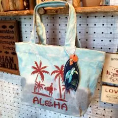 Hawaiian✨️ぷっくりサーフボードバッグチャーム付手染めミニトートバッグ