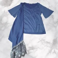 【美品】diamond-bar 青 半袖 Tシャツ レース付き