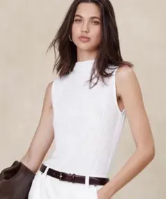 BANANA REPUBLIC リブタンクトップ ホワイト Mのサムネイル