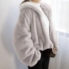 GRL グレイル ファーショールコート グレージュ on016 ふわふわ