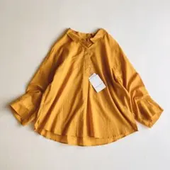 human woman ボタニカルダイブラウス オレンジ ヤマブキ色