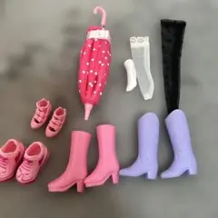 リカちゃん　ピンク　傘　靴　サンダル　リボン　ブーツ　靴下　セット