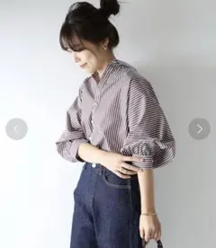 Spick&Span ギャザーパールボタンシャツ オーバーサイズ ゆったり 