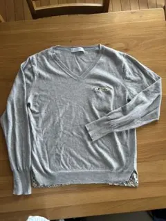 HUMAN WOMAN グレー Vネックニット