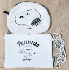 【2点セット】スヌーピー　ポーチ（ロングストラップ付き）