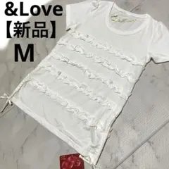 【新品】&Loveボーダーフリルが可愛い❤︎半袖カットソー Tシャツ M ホワイトのサムネイル