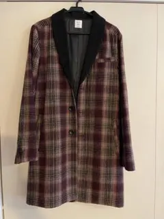 ベイクルーズ　VIBGYOR チェスターコート　チェック　ワインレッド