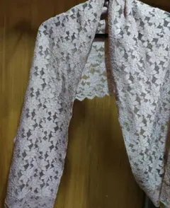 くすみピンク 花柄 レース 着物用ショール