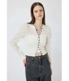 BUTTON UP ニットカーディガン　ホワイト