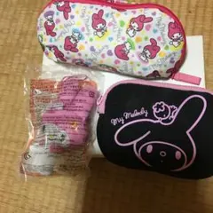 My Melody ペンケース、ポーチ、マスコット、3点