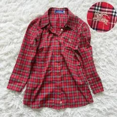 人気✨　バーバリーブルーレーベル　長袖　シャツ　Mサイズ　ノバチェック　ロゴ刺繍