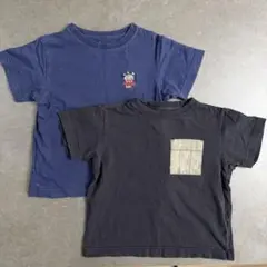 ⁠GU キッズ グラフィック Tシャツ 2枚セット 120 ネイビー ブラックのサムネイル
