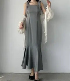 【新品タグ付き】Louere ルエレ ショルダーリボンマーメイドキャミワンピース