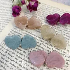 マーブルハートヘアクリップキッズヘアアクセ韓国子ども服