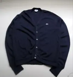 70-80’s 青LACOSTE 糸巻きタグ カーディガン ネイビー 希少 古着