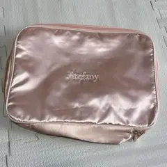 ピンク サテン トラベルポーチ 中型