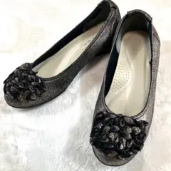 REGAL パンプス ゴールド グリッター 花 フラワー 22.5cm