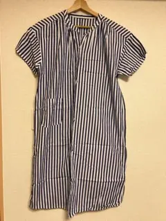 マタニティワンピース　前開き　半袖　西松屋　ストライプ　ブルー　ホワイトのサムネイル