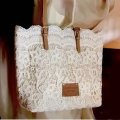 【新品未使用】White／レースのショルダーバッグ