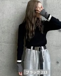 しまむら 配色ニットプルオーバー ayaさん 4L ブラック