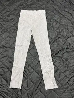 断捨離中❤️UNIQLO リブ編みスリット入りレギンス　グレー　Ｌ　ユニクロ