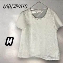 ロディスポット レースビジュー シフォン半袖Tシャツ Mサイズ　白　ダブルのサムネイル