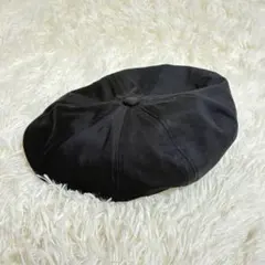 キャスケット 帽子 黒 ブラック フリーサイズ シンプル 綿風 ユニセックス