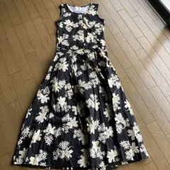 美品 CELFORD セルフォード ジャガードドッキングワンピース ロング 黒