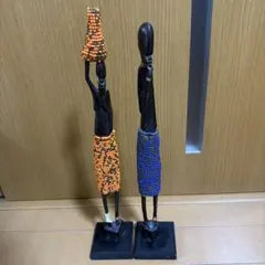 ニューカレドニア 男女 木彫り像 約33~35cm - メルカリ
