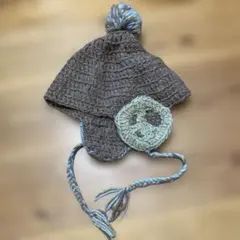 子供用編み物帽子 ポンポン付き