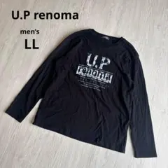 【ユーピーレノマ】ロンT 長袖 Tシャツ チェック柄 アーガイル 黒 LL 美品