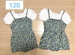 UNIQLO 白トップス& GU花柄短パンサロペット120㎝ 2セット