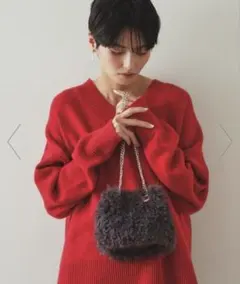 新品タグつき　オペークドットクリップ　2way　ラム風フェイクファーショルダー