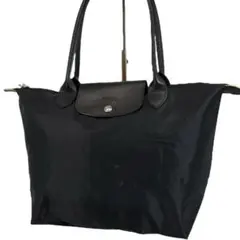 longchamp プリアージュ　黄緑　トートバッグ　黒　折りたたみ可　通勤