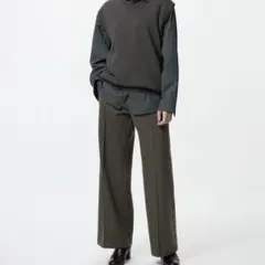 ユニクロ　ブラッシュドジャージーワイドパンツ　丈長め　オリーブ　Olive XS