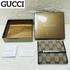 新品未使用　正規品　GUCCIグッチ 2つ折り財布 レザーxキャンバス　大人気