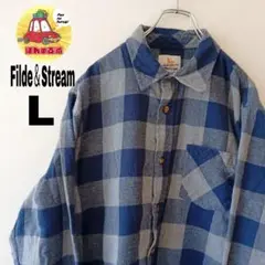 USA古着 Filde＆Stream ネルシャツ　L グレー　ネイビー　チェック