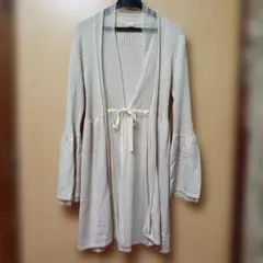 axes femme ベージュレース付 ロングカーディガン