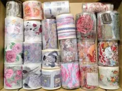 海外マステ お花 装飾 キラキラ まとめ売り ラスト 33個と40ループ