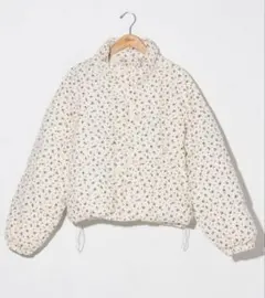 新品　flower アイボリー 花柄 ムーフルールコート　ダウンジャケット